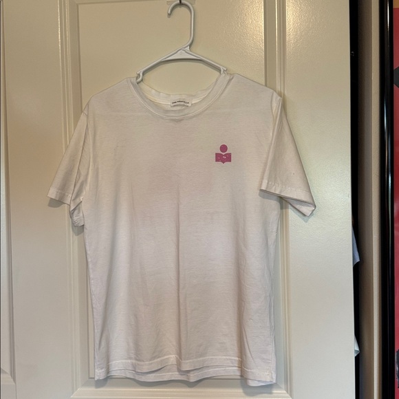 Isabel Marant Men's Zafferh Small Logo T-Shirt in White/Pink - Picture 5 of 13